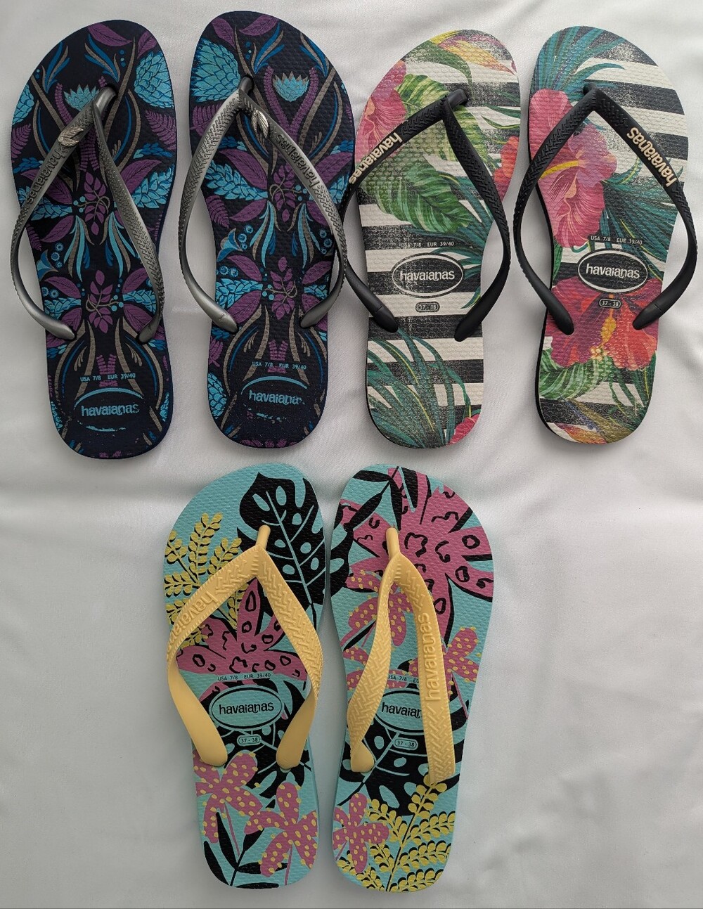 Bundle of 3 pairs of Havaianas, sz 37/38 (7/8)